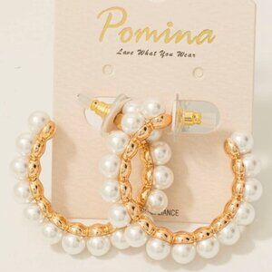 Pearl Beaded Hoop Earrings